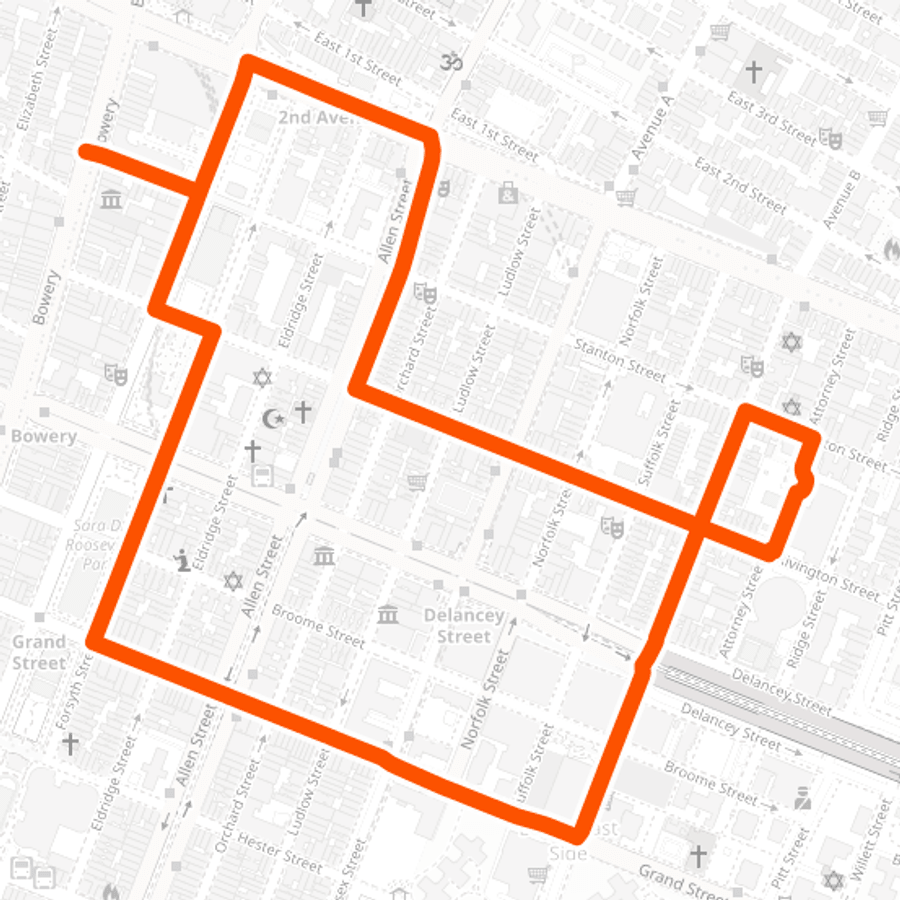 Duckling-shaped route on the Lower East Side